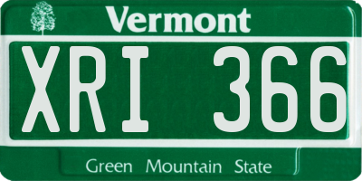 VT license plate XRI366