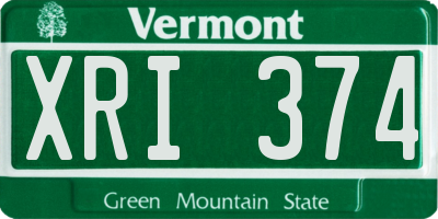 VT license plate XRI374