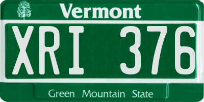 VT license plate XRI376