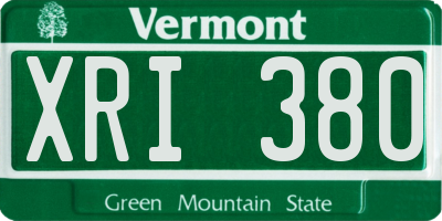 VT license plate XRI380
