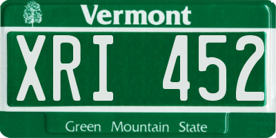 VT license plate XRI452