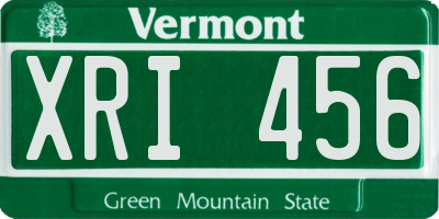 VT license plate XRI456