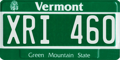 VT license plate XRI460