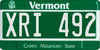 VT license plate XRI492