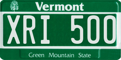 VT license plate XRI500