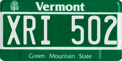 VT license plate XRI502