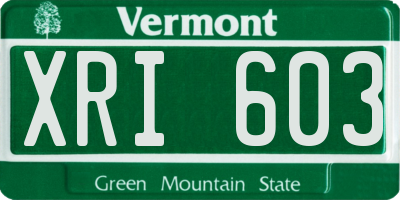 VT license plate XRI603