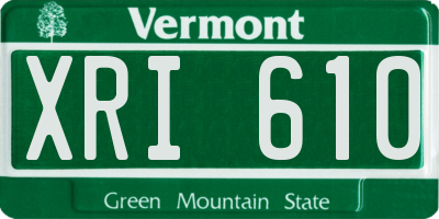 VT license plate XRI610