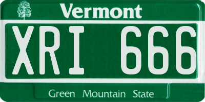 VT license plate XRI666