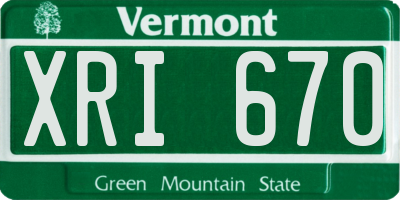VT license plate XRI670