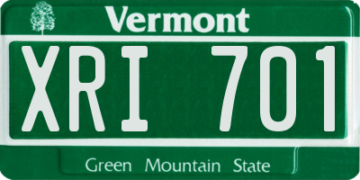VT license plate XRI701