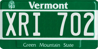 VT license plate XRI702