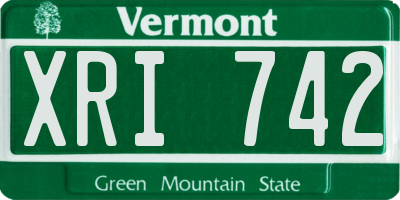 VT license plate XRI742