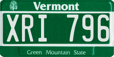 VT license plate XRI796