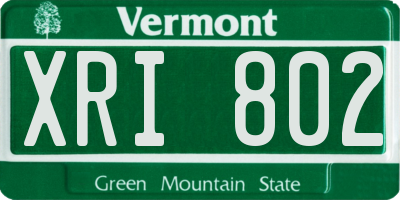 VT license plate XRI802