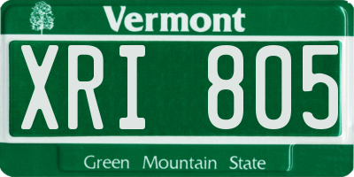 VT license plate XRI805