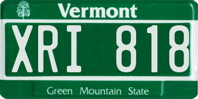 VT license plate XRI818