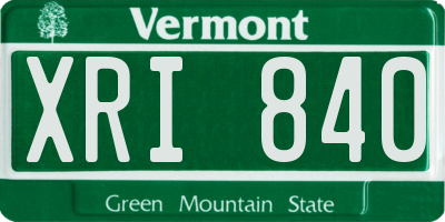 VT license plate XRI840