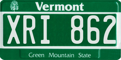 VT license plate XRI862