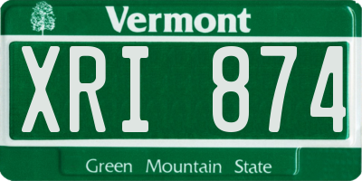 VT license plate XRI874