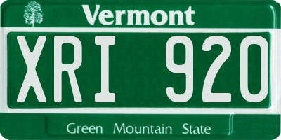 VT license plate XRI920