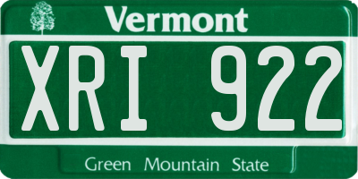 VT license plate XRI922