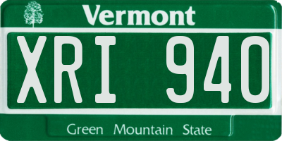 VT license plate XRI940