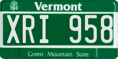 VT license plate XRI958