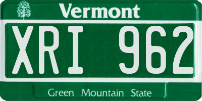 VT license plate XRI962