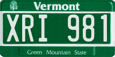 VT license plate XRI981