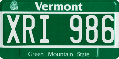 VT license plate XRI986