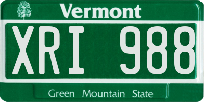 VT license plate XRI988