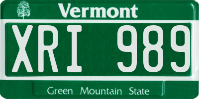 VT license plate XRI989