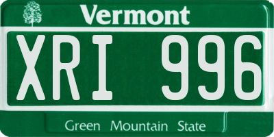 VT license plate XRI996