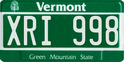 VT license plate XRI998