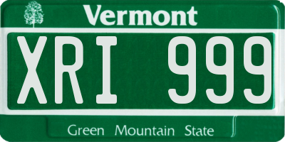 VT license plate XRI999