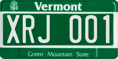 VT license plate XRJ001