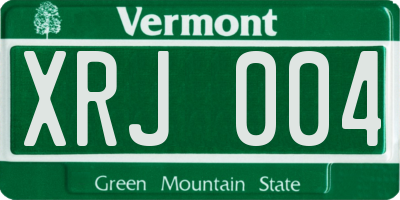 VT license plate XRJ004