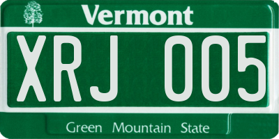 VT license plate XRJ005