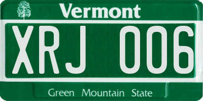 VT license plate XRJ006