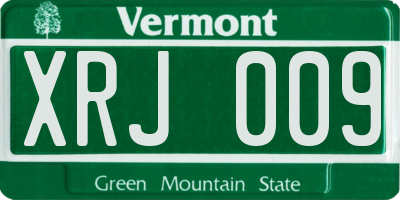 VT license plate XRJ009