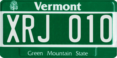 VT license plate XRJ010