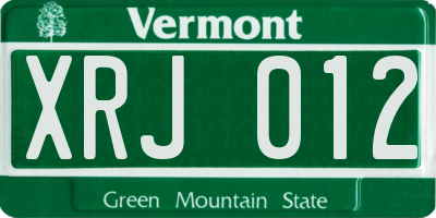 VT license plate XRJ012