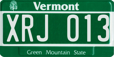 VT license plate XRJ013