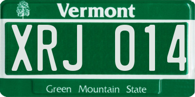VT license plate XRJ014