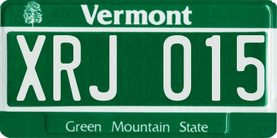 VT license plate XRJ015