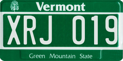 VT license plate XRJ019