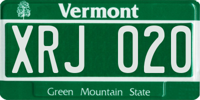 VT license plate XRJ020