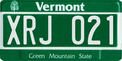 VT license plate XRJ021