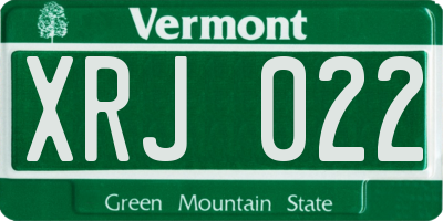 VT license plate XRJ022